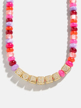Block Letter Beaded Custom Necklace - Pink Multi