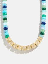 Block Letter Beaded Custom Necklace - Blue Multi