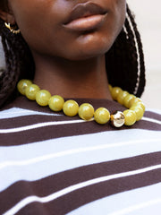 Jane Beaded Necklace - Olive Jade