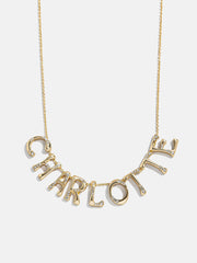 Organic Letter Custom Necklace - Gold/Pavé