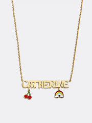 Waterproof Kids’ Custom Nameplate Charm Necklace - Gold