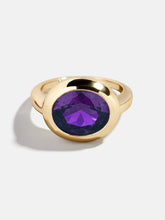 Gold Cubic Zirconia Custom Birthstone Ring - Amethyst