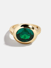 Gold Cubic Zirconia Custom Birthstone Ring - Emerald