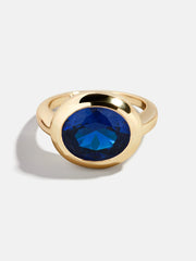 Gold Cubic Zirconia Custom Birthstone Ring - Sapphire