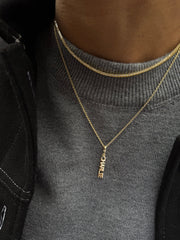 Mini Gold Block Cluster Custom Nameplate Necklace - 1 Name