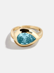 Gold Cubic Zirconia Custom Birthstone Ring - Aquamarine