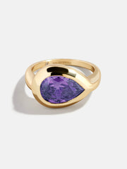 Gold Cubic Zirconia Custom Birthstone Ring - Light Amethyst
