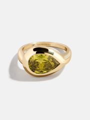 Gold Cubic Zirconia Custom Birthstone Ring - Peridot