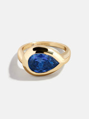 Gold Cubic Zirconia Custom Birthstone Ring - Sapphire