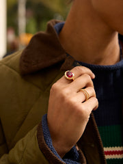 Gold Cubic Zirconia Custom Birthstone Ring - Garnet