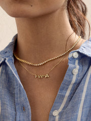 18K Gold Custom Nameplate Necklace - Organic