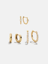 Lauren 18K Gold Earring Set - Gold/Pavé
