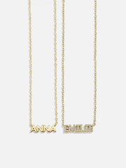 18K Gold Custom Nameplate Necklace - Mini Block