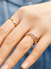 Mickey Mouse Outline 18K Gold Ring - Gold/Pavé