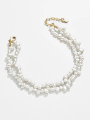 Teagan Pearl Layered Anklet - White