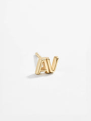 Single 18K Gold Double Initial Earring - Gold