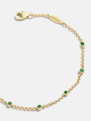 Yasmine 18K Gold Birthstone Bracelet - Emerald