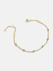 Yasmine 18K Gold Birthstone Bracelet - Emerald