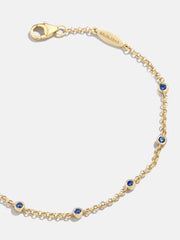 Yasmine 18K Gold Birthstone Bracelet - Sapphire