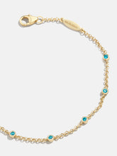 Yasmine 18K Gold Birthstone Bracelet - Blue Zircon