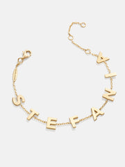 18K Gold Custom Spaced Letter Name Bracelet - 18K Gold
