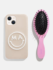 Mini Block Font Custom Hair Brush - Beige/Pink