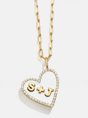 Reversible 18K Gold Custom Heart Necklace - Gold/Pavé