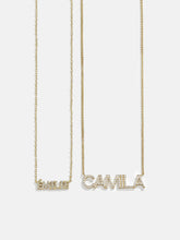 18K Gold Birthstone Custom Nameplate Necklace - Crystal