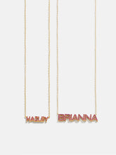 18K Gold Birthstone Custom Nameplate Necklace - Ruby