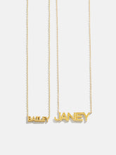 18K Gold Birthstone Custom Nameplate Necklace - Topaz