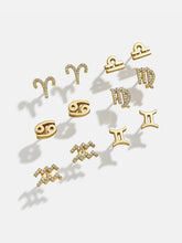 18K Gold Zodiac Earrings - 18K Gold. Pavé Cubic Zirconia Stones