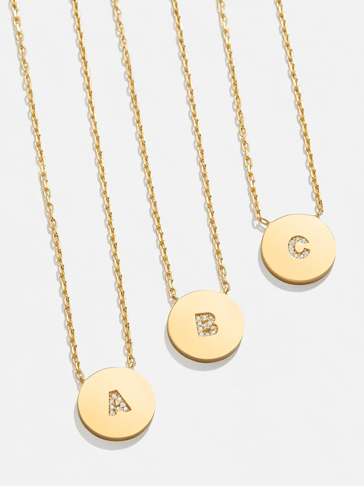 Disc 18K Gold Custom Initial Necklace - Gold/Pavé