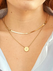 Disc 18K Gold Custom Initial Necklace - Gold/Pavé