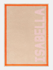 Your Name In Stripes Custom Blanket - Tan / Pink