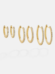 Niata 18K Gold Earring Set - 18K Gold. Pavé Cubic Zirconia Stones