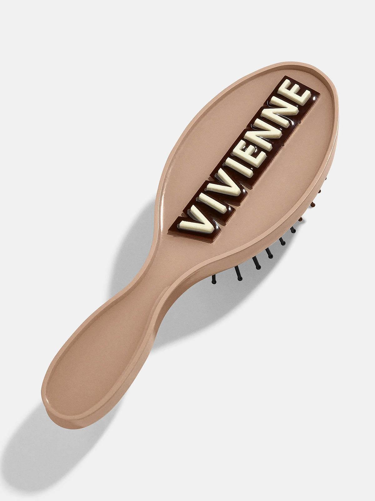 Mini Block Font Custom Hair Brush - Light Brown/Dark Brown