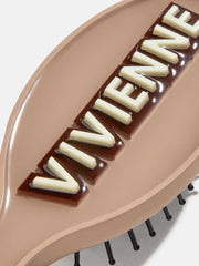 Mini Block Font Custom Hair Brush - Light Brown/Dark Brown