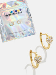 Little Hearts Big Feelings 18K Gold Kids' Huggie Earrings - Gold/Pavé
