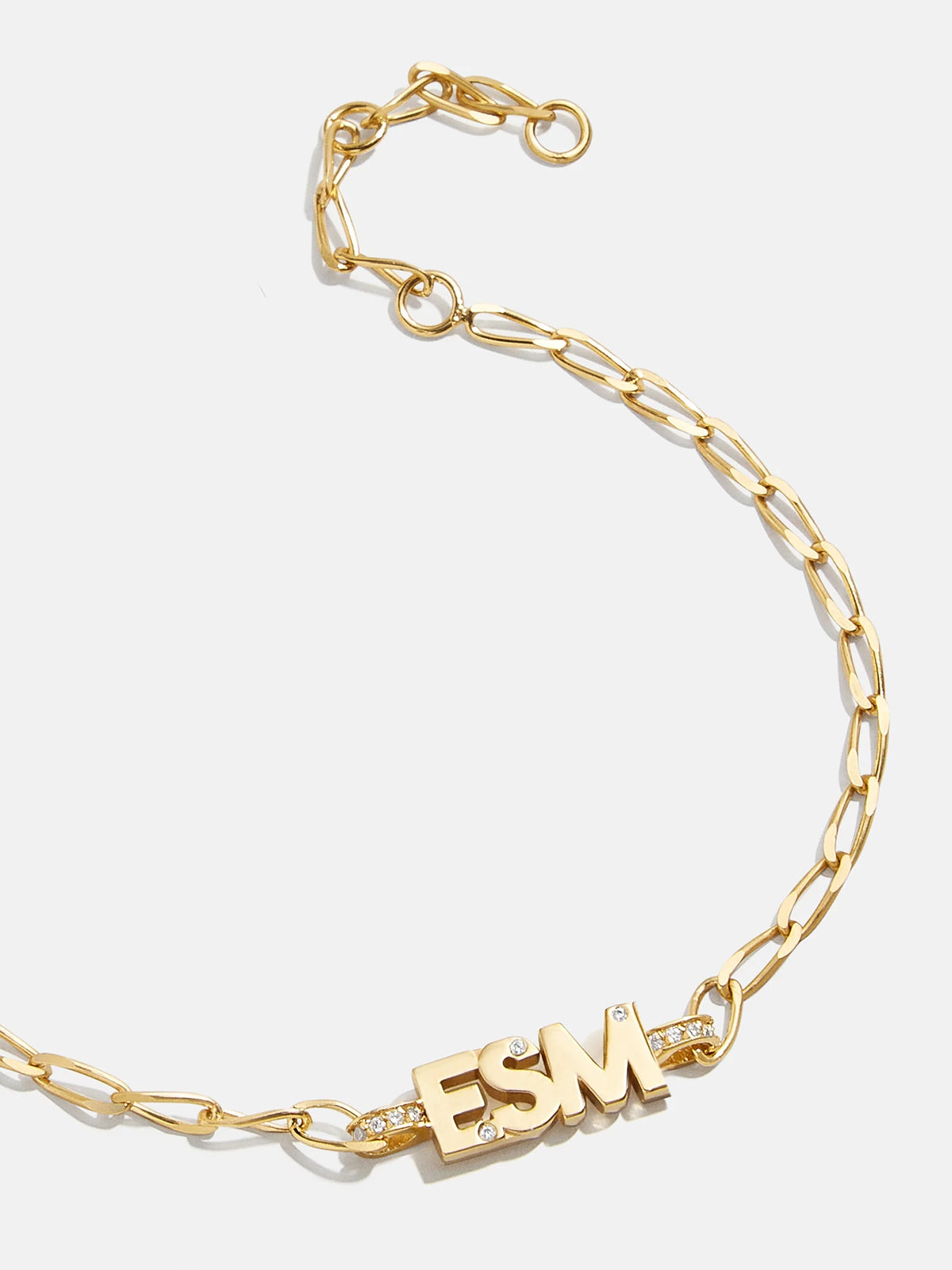 Mini 18K Gold Custom Initial Bracelet - Gold/Pavé