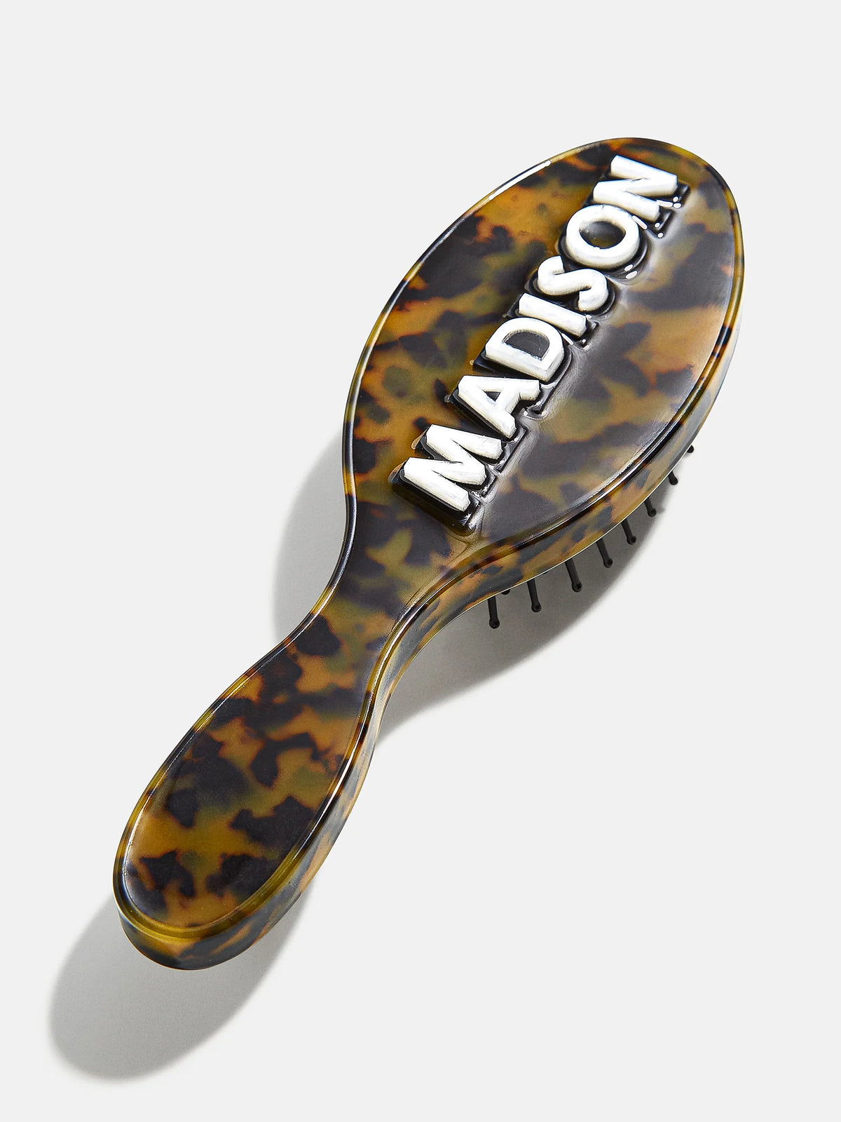 Mini Block Font Mini Custom Hair Brush - Tortoise/White