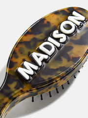Mini Block Font Mini Custom Hair Brush - Tortoise/White