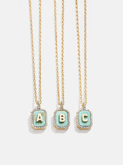 Gold & Turquoise Initial Necklace - Turquoise Stone