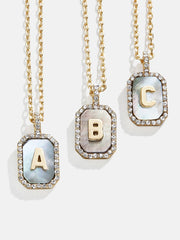 Gold & Mother Of Pearl Initial Necklace - Dark Mother Of Pearl