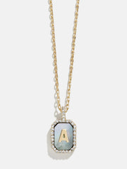 Gold & Mother Of Pearl Initial Necklace - Dark Mother Of Pearl