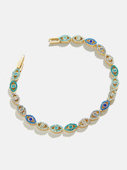 Evil Eye Tennis Bracelet - Gold/Blue