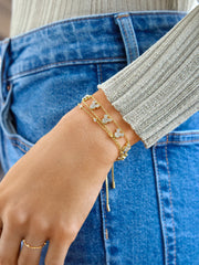 Disney Mickey Mouse Repeating Slider Bracelet - Gold/Pavé