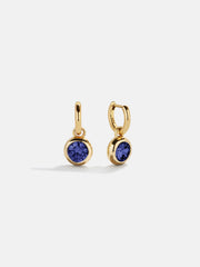 18K Gold Birthstone Drop Earrings - Sapphire