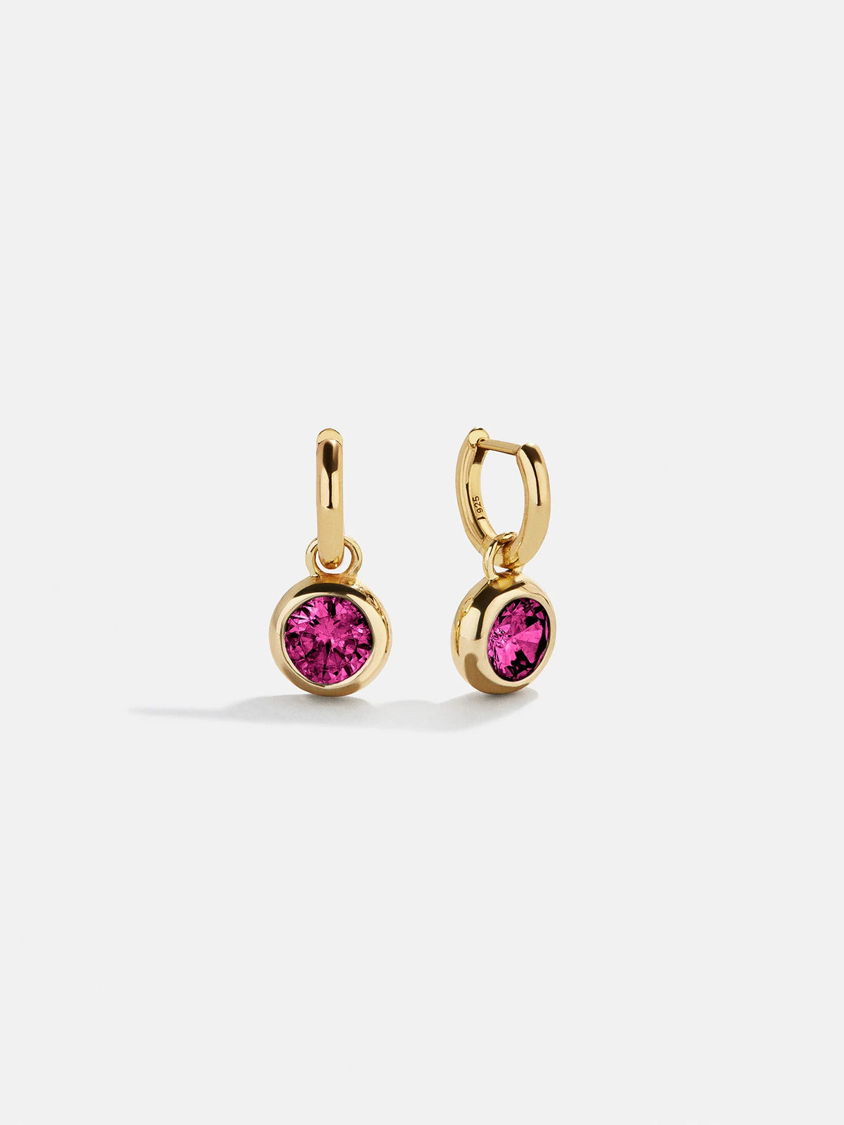 18K Gold Birthstone Drop Earrings - Rose
