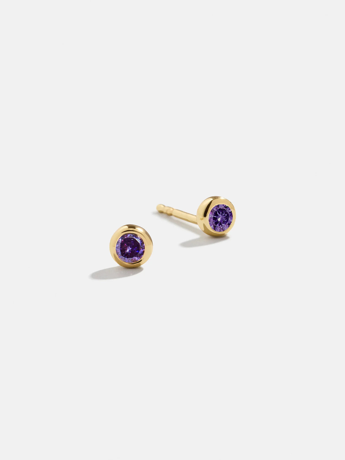 18K Gold Birthstone Stud Earrings - Amethyst