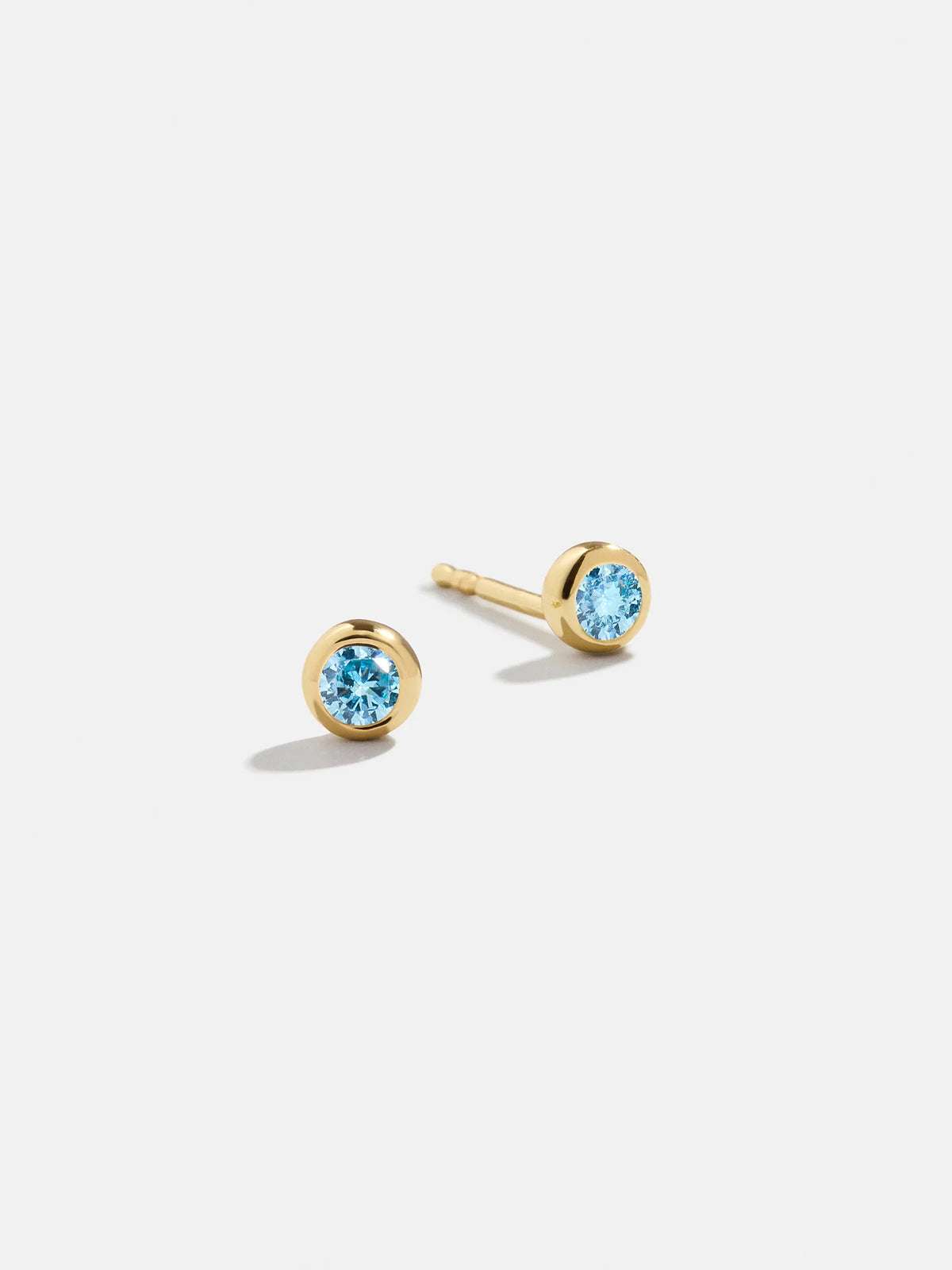 18K Gold Birthstone Stud Earrings - Aquamarine